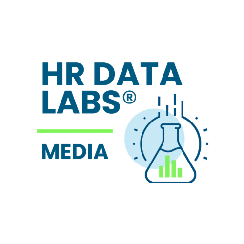 HR Data Labs Media logo with blue text and a beaker containing green bars beside the company name.