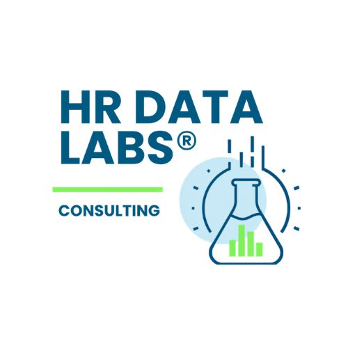 HR Data Labs Consulting logo with blue text, green accent line, and a beaker containing a bar chart.